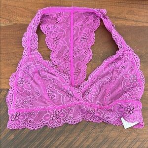 Lace Halter Bralette - Pink